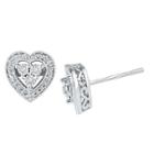 Distributed By Target Women's Diamond Accent Miracle Set Heart Stud Earring In Sterling Silver (ij-i2-i3), White