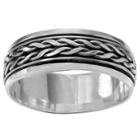 Unisex Journee Collection Spinner Braid Band In Sterling Silver -