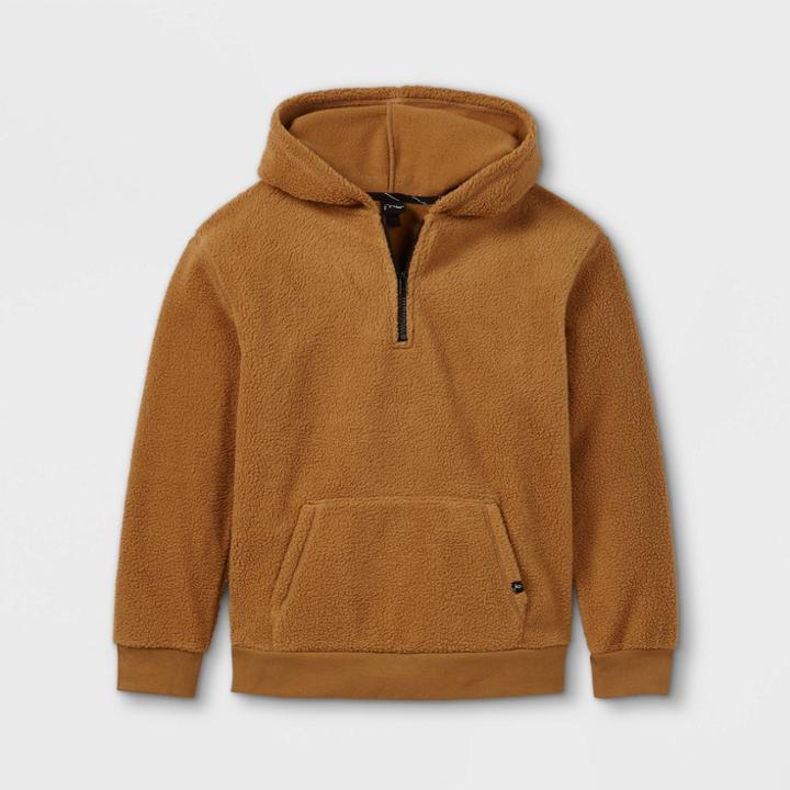 Boys' Sherpa Hoodie Sweatshirt - Art Class Dark Khaki
