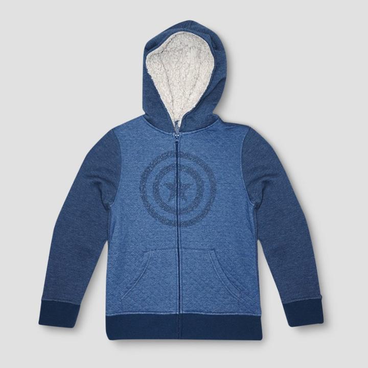 Boys' Captain America Hooded Jacket - Denim Heather