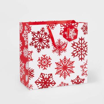 Snowflakes Gift Bag Red - Wondershop