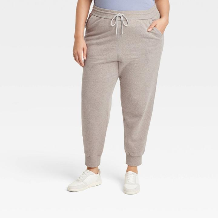 Women's Plus Size High-rise Fleece Jogger Pants - Universal Thread Gray