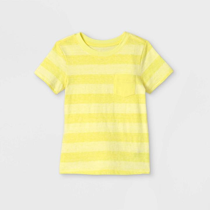 Toddler Boys' Striped Pocket Short Sleeve T-shirt - Cat & Jack Yellow