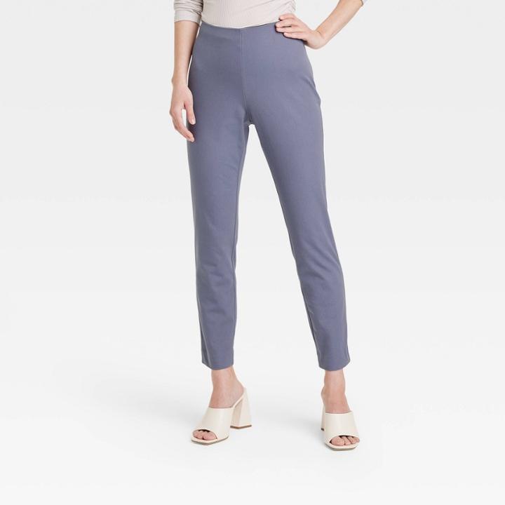 Women's High-rise Slim Fit Ankle Pants - A New Day Blue