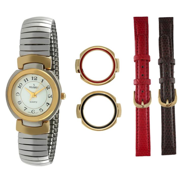Peugeot Watches Women's Peugeot Two-tone Interchangeable Strap Bezel Watch