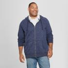 Men's Big & Tall Long Sleeve Light Weight French Terry Full Zip Hooded Sweatshirt - Goodfellow & Co True Navy