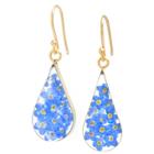 Target Women's Gold Over Sterling Silver Blue Pressed Flowers Teardrop Earrings