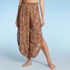 Women's Front Slit Cover Up Pants - Shade & Shore Tan Animal Print