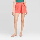 Women's Tie Waist Shorts - A New Day Coral Xs, Women's, Pink