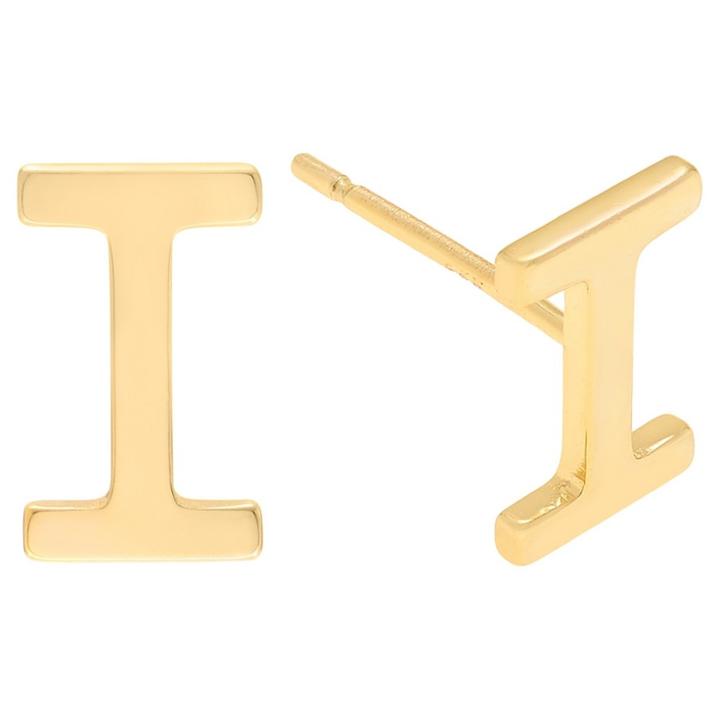 Women's Journee Collection Brass Initial Stud Earrings - Gold, I, Gold