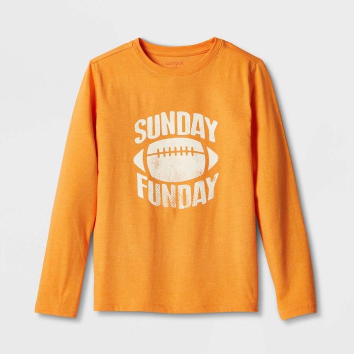 Boys' 'sunday Funday' Long Sleeve Graphic T-shirt - Cat & Jack Orange