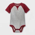 Baby Boys' Jersey Raglan Short Sleeve Bodysuit - Cat & Jack Maroon Newborn, Red