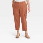 Women's Plus Size High-rise Utility Ankle Pants - A New Day Brown