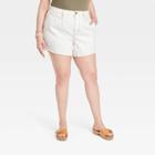 Women's Plus Size High-rise A-line Midi Jean Shorts - Universal Thread White