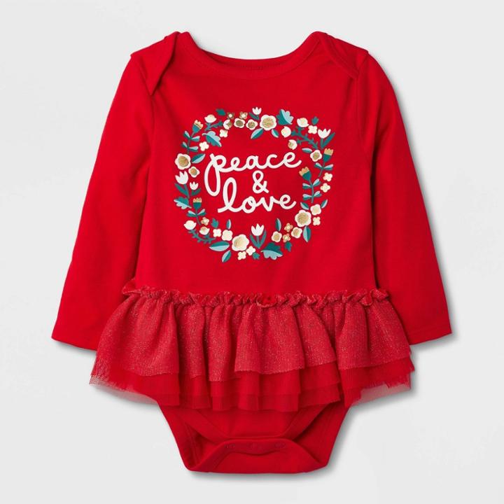 Baby Girls' 'peace & Love' Tutu Bodysuit Dress - Cat & Jack Red Newborn