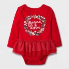Baby Girls' 'peace & Love' Tutu Bodysuit Dress - Cat & Jack Red Newborn