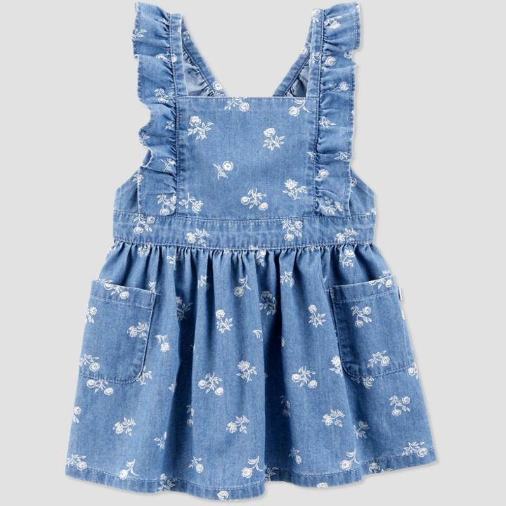 Oshkosh B'gosh Toddler Girls' Floral Pinafore - Blue 2t, Toddler Girl's