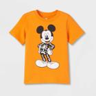 Disney Toddler Boys' Mickey Mouse Skeleton Printed T-shirt - Orange