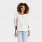 Women's Bishop 3/4 Sleeve Smocked Top - Knox Rose White