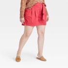 Women's Plus Size High-rise Pleat Front Shorts - A New Day Red
