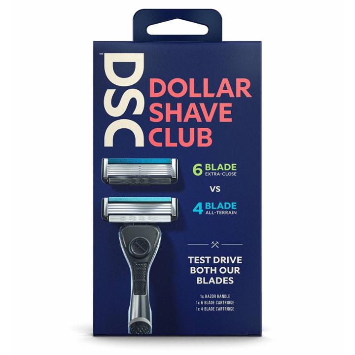 Dollar Shave Club Razor Handle + One 4-blade Cartridge + One 6-blade Cartridge