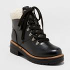 Women's Karissa Faux Leather Sherpa Cuff Boots - Universal Thread Black
