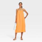 Women's Easy Linen Tank Dress - A New Day Orange