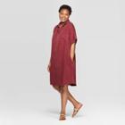 Women's Plus Size Short Sleeve Collared Shirtdress - Universal Thread Burgundy (red) X