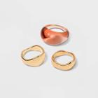 Mixed Organic Shape Smooth Ring Set 3pc - A New Day Rust, Red