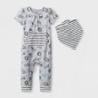 Baby Girls' 2pc Short Sleeve Jersey Romper And Bib Set - Cat & Jack Heather Gray