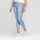 Women's Plus Size Mid-rise Destructed Cropped Skinny Jeans - Universal Thread Medium Blue