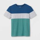Boys' Tri Colorblock Short Sleeve T-shirt - Cat & Jack Navy/white/ocean Green