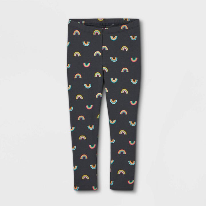 Toddler Girls' Rainbow Leggings - Cat & Jack Dark Gray