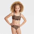 Girls' 'delightful Cheetah' Shirred Center Bikini Set - Art Class