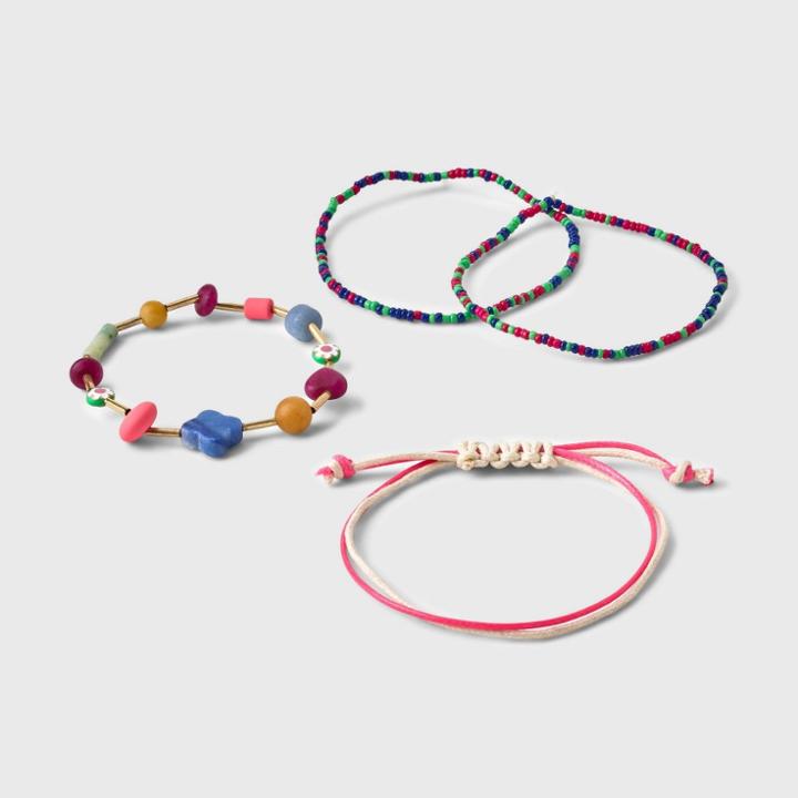 Semi-precious Aventurine Jasper Quartz Topaz Stretch Bracelet Set 3pc - Universal Thread ,