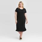Women's Plus Size Short Sleeve T-shirt Dress - Ava & Viv Black X, Women's