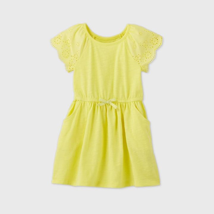 Petitetoddler Girls' Short Sleeve Eyelet Dress - Cat & Jack Yellow