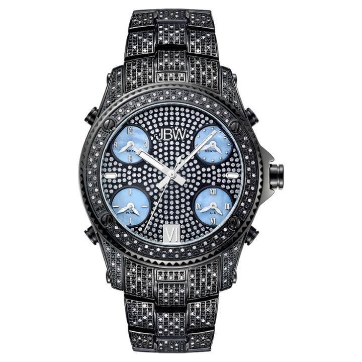 Men's Jbw Jb-6213-b Jet Setter Multi-time Zone Swiss Movement Real Diamond Watch - Black,