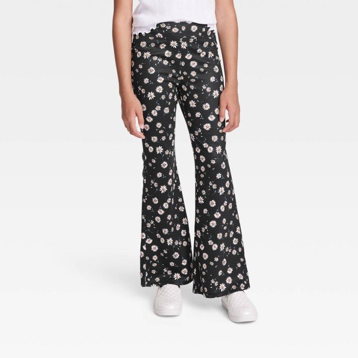 Girls' Flare Pants - Art Class Black Floral