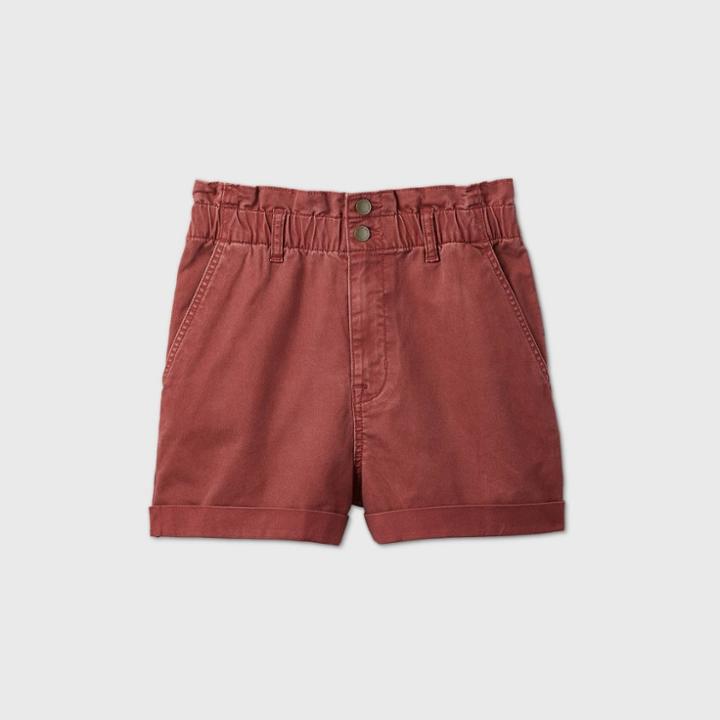Women's High-rise Paperbag Shorts - Universal Thread Burgundy