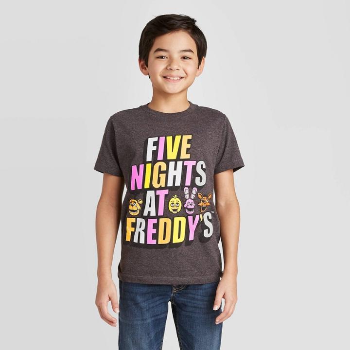 Petiteboys' Short Sleeve Five Nights At Freddy's T-shirt - Charcoal Xs, Boy's, Gray