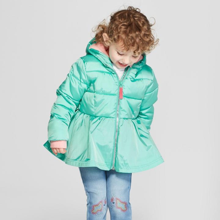 Toddler Girls' Puffer Jacket - Cat & Jack Green