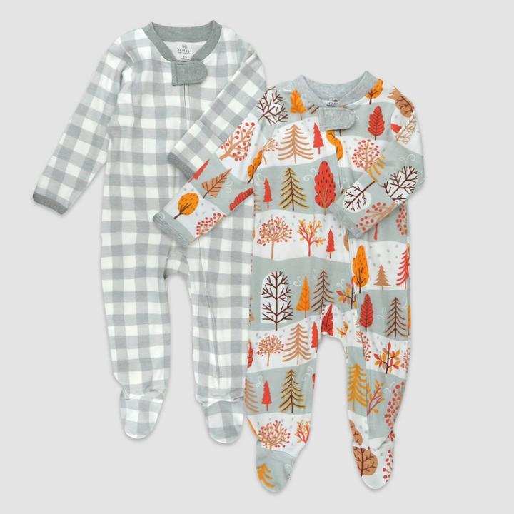 Honest Baby 2pk Organic Cotton Fall Peak Sleep N' Play - Newborn, Black