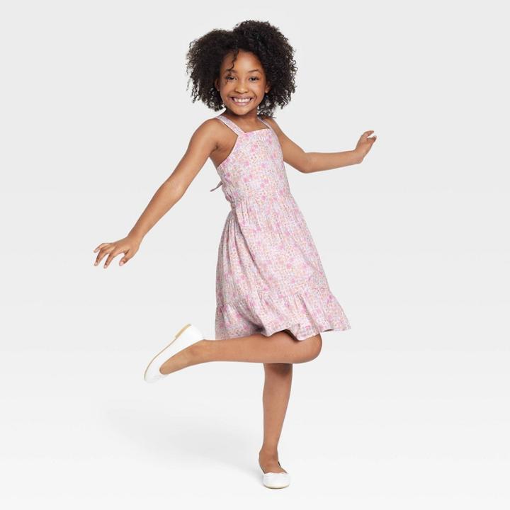 Girls' Floral Tie-back Sleeveless Woven Dress - Cat & Jack S,