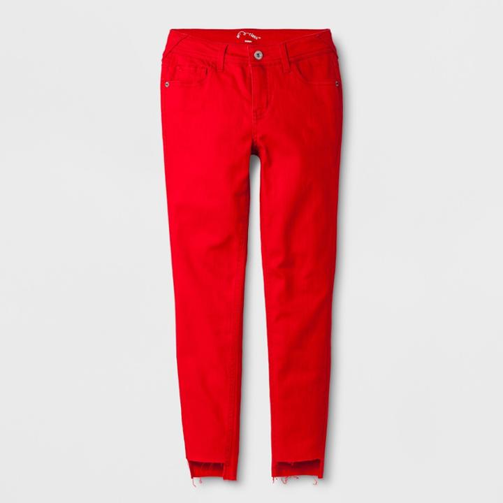 Girls' Step Hem Denim Pants - Art Class Red