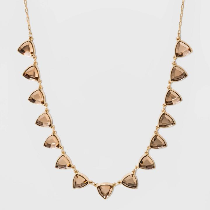 Triangle Stone Frontal Necklace - A New Day Peach, Women's, Size: