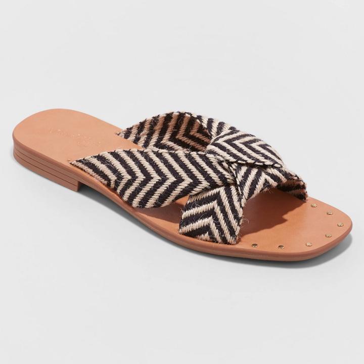 Women's Louise Chevron Print Knotted Slide Sandals - Universal Thread Black