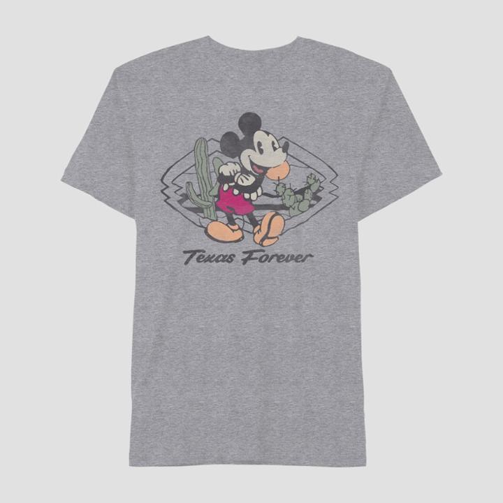 Men's Mickey Mouse Short Sleeve Texas Graphic T-shirt Heather Gray