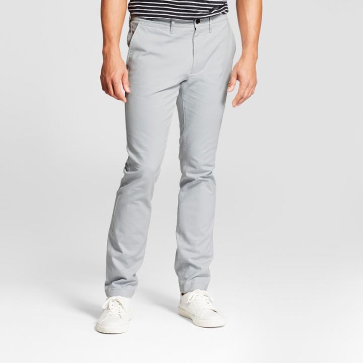 Men's Slim Fit Hennepin Chino Pants - Goodfellow & Co Light Gray 36x34,
