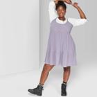 Target Women's Plus Size Strappy Scoop Neck Button-front Tiered Knit Swing Dress - Wild Fable Mauve (pink)